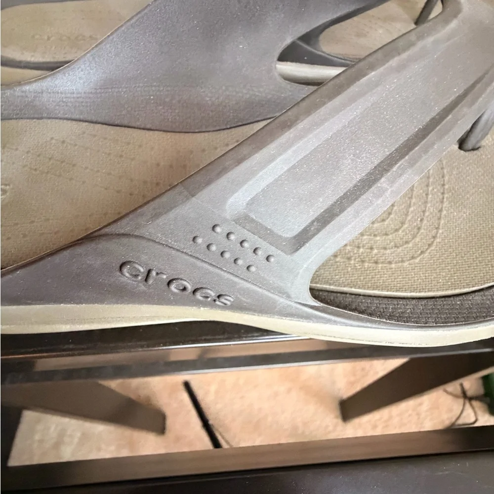 CROCS Men Iconic - Comfort Thomg Sandal Gray and Tan - Picture 3 of 9